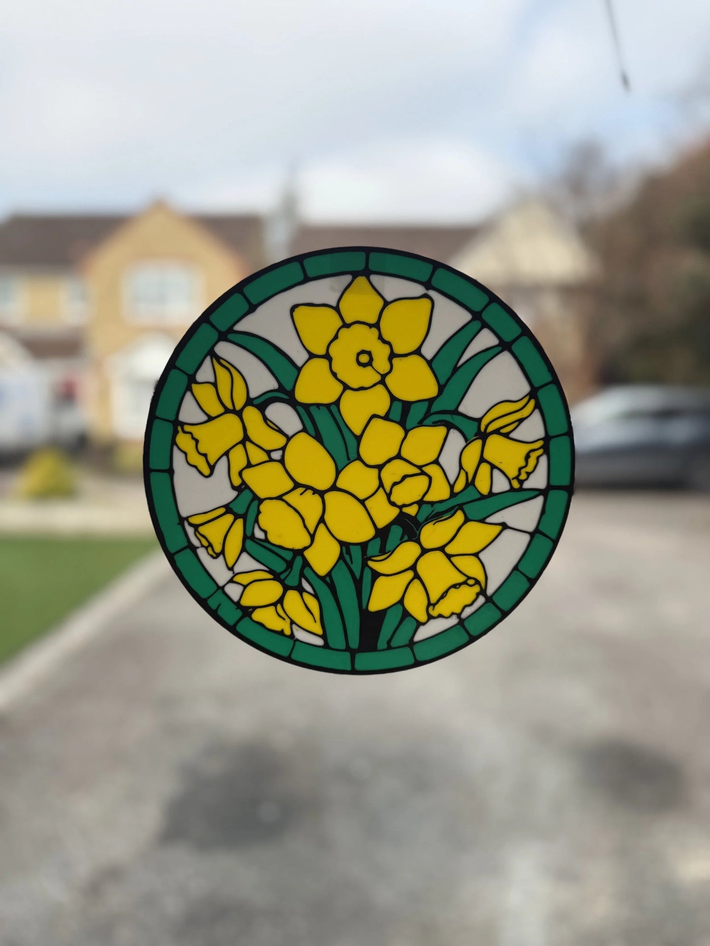 Daffodil Stained Glass Effect Window Display
