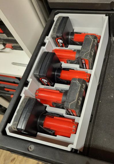 Milwaukee 3 Drawer Packout 1/3 Insert For 5 x M12 6ah Battery