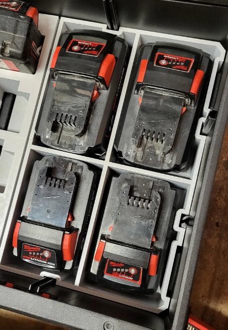 Milwaukee 2 Drawer Packout 1/2 Drawer 4 x M18 8ah-12ah Batteries