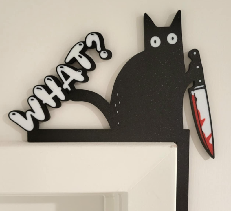 Suspicious Cat Door Topper