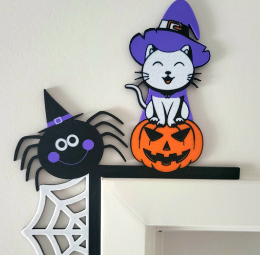 Cat, Spider and Pumkin Door Topper