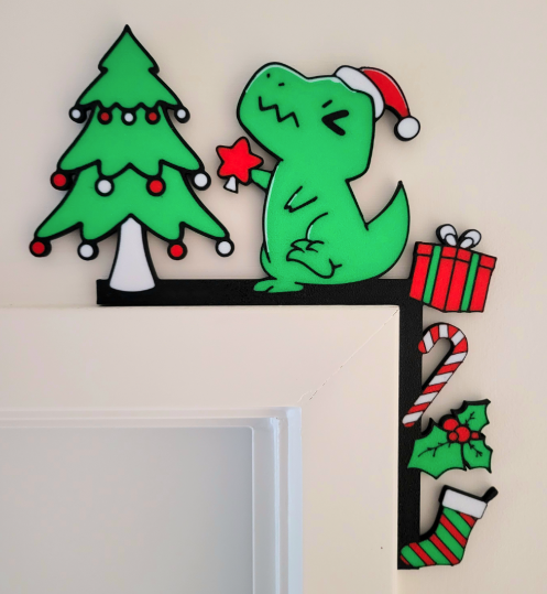 T-Rex Christmas Door Topper