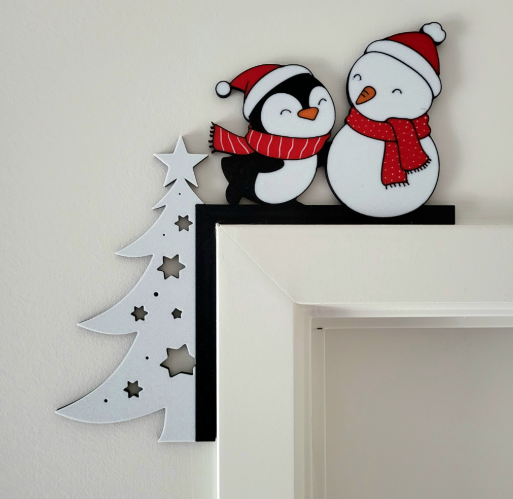Penguin and Snowman Christmas Door Topper