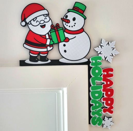 Santa and Snowman Christmas Door Topper