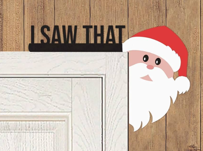 Santa's Watching Christmas Door Topper