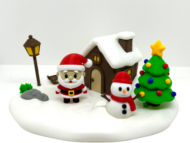 Santa and The Snowman Christmas Scene Decoration
