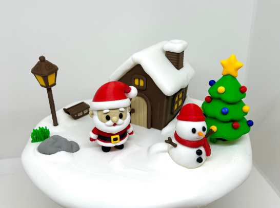 Santa and The Snowman Christmas Scene Decoration