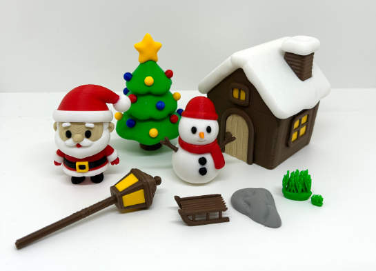 Santa and The Snowman Christmas Scene Decoration
