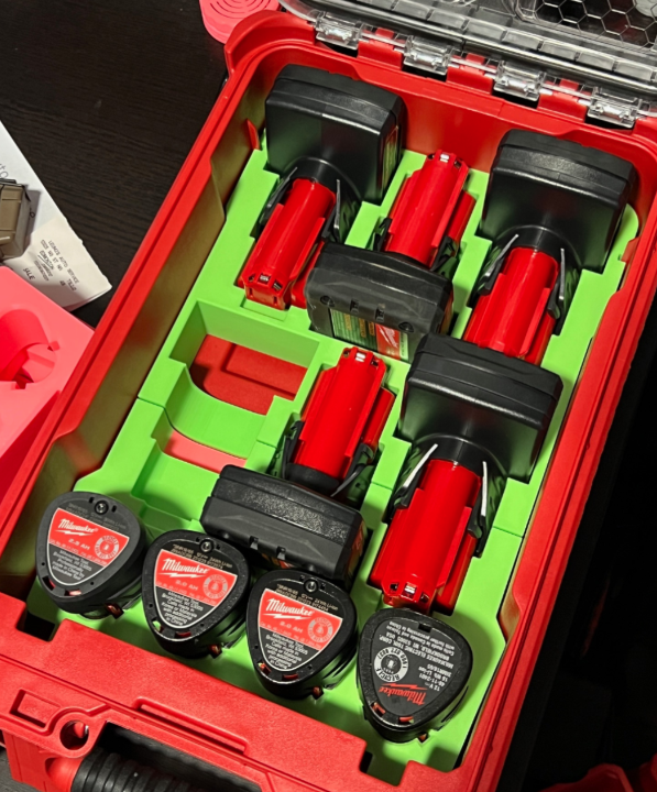 Milwaukee Packout Compact Organiser 10 x M12 Combination Battery Holder Insert - Both 6Ah And 2Ah