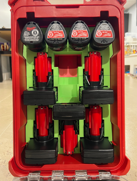 Milwaukee Packout Compact Organiser 10 x M12 Combination Battery Holder Insert - Both 6Ah And 2Ah